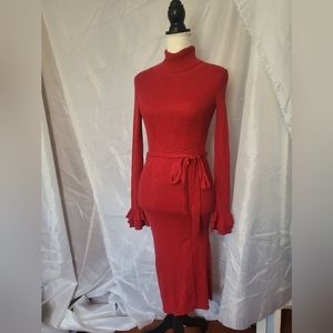 Moda International Bodycon Red Turtleneck Dress